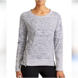 Athleta Blissful Shark Bite Side Zip Gray Pullover Sweatshirt Women's Large‎